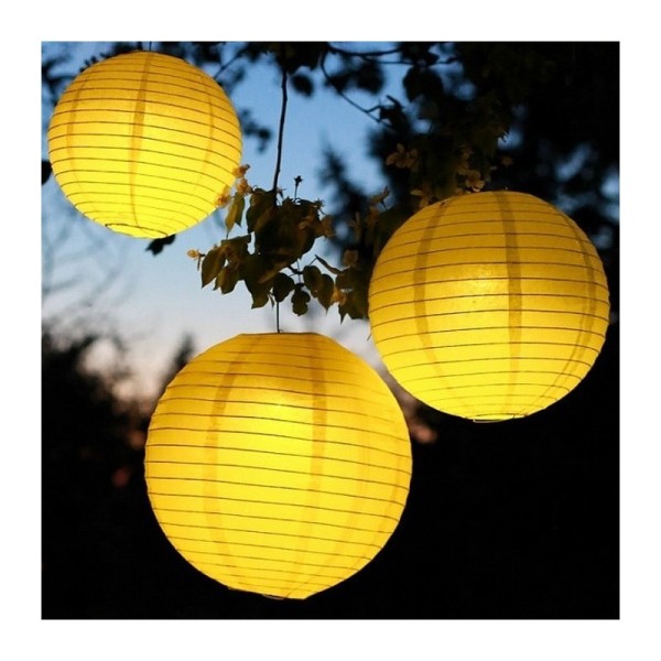 Lanterne Japonaise Jaune, diam. 35 cm, Lampion boule Papier, à suspendre - Photo n°4
