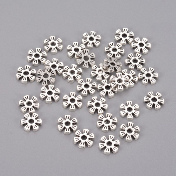 Perles métal fleur intercalaires 8 mm argent mat x 10 - Photo n°1