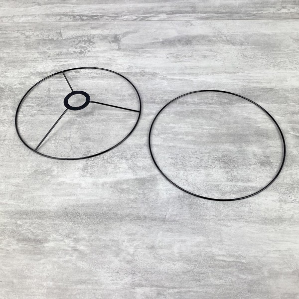 Set d'Ossature Noir diamètre 20 cm, pour suspension ou abat-jour, Anneaux ronds Epoxy, pour douille - Photo n°3