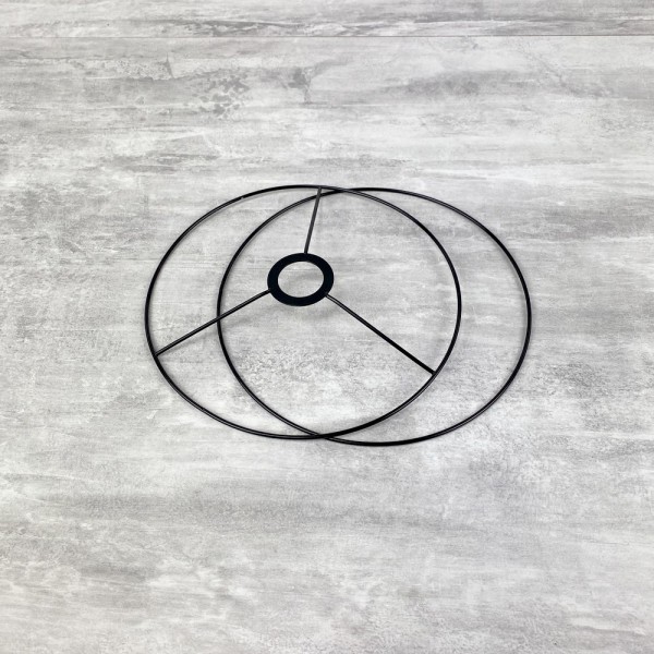 Set d'Ossature Noir diamètre 20 cm, pour suspension ou abat-jour, Anneaux ronds Epoxy, pour douille - Photo n°1