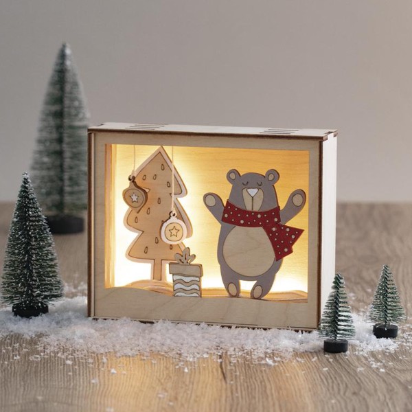 Kit Cadre 3D en bois - Ourson d'hiver - 15,5 x 3,8 x 12,5 cm - Photo n°3