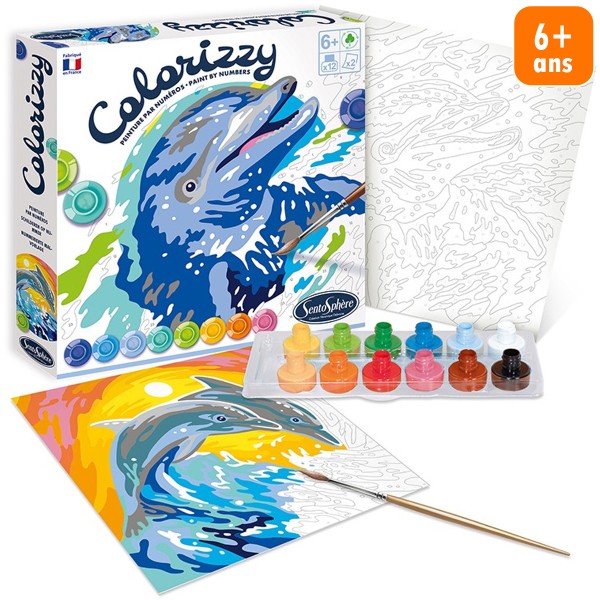 Colorizzy - Peinture par numéros enfant - Dauphins - 2 tableaux - Photo n°1