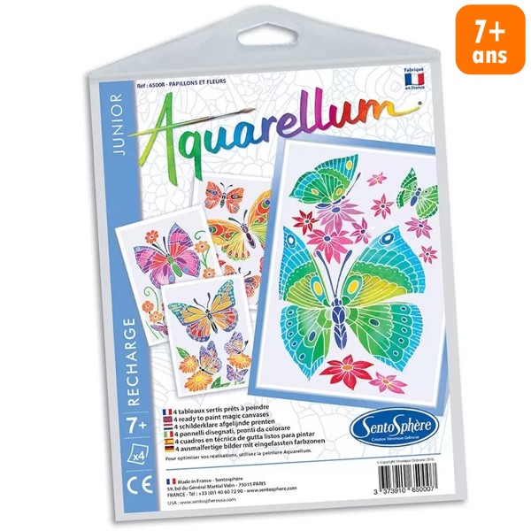 Recharge Aquarellum Junior - Papillons et Fleurs - 4 tableaux - Photo n°1