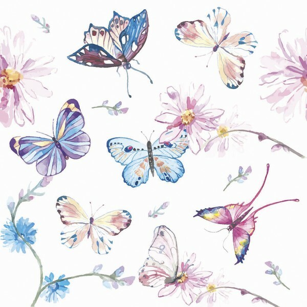 4 différentes serviettes en papier pour découpage papillon rose 33 cm x 33 cm