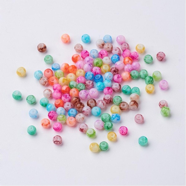 Perles en verre tréfilé 4 mm multicolores x 50 - Photo n°1