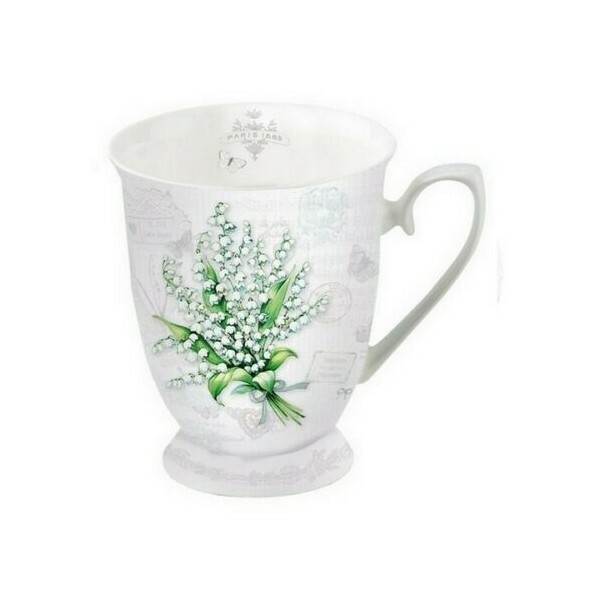 Mug, tasse porcelaine Art de la table AMBIENTE 10.5 cm LILY OF THE VALLEY - Photo n°1