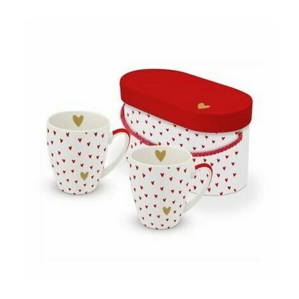 Coffret deux tasses mugs en pocelaine Paperproducts Design LITTLE HEARTS - Photo n°1
