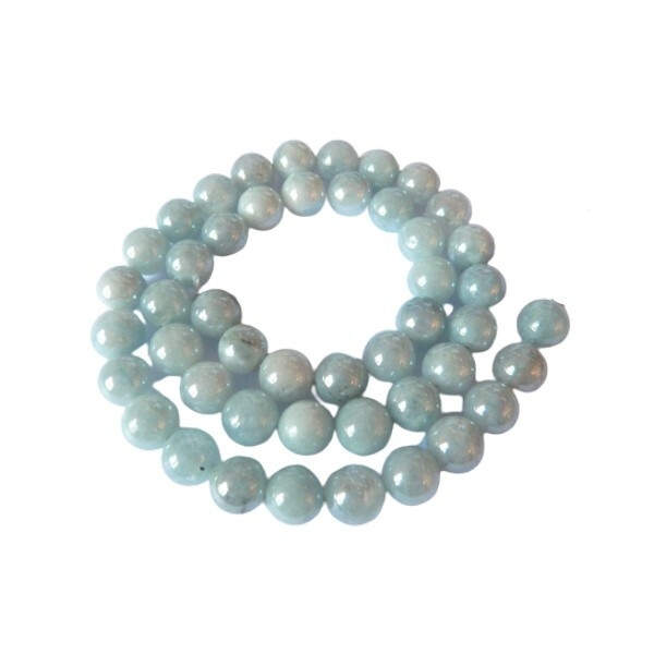 15 perles ronde en pierre galvanisée AIGUE MARINE 8 mm BLEU - Photo n°1