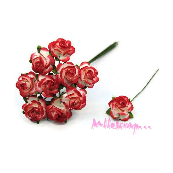 Petites roses papier rouge - 10 pièces - Photo n°1