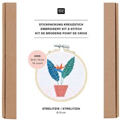 Kit Broderie mini - Plante Strelitzia - Ø 10 cm
