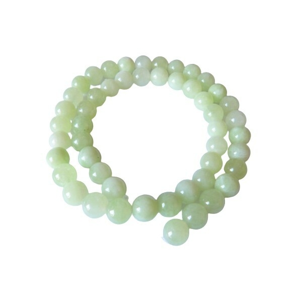Fil de 45 perles teintées ronde naturelle en jade 8 mm ANIS - Photo n°1