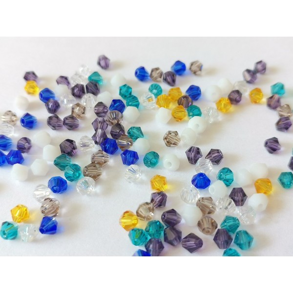 Perles en verre toupie 4 mm multicolore x 50 - Photo n°2