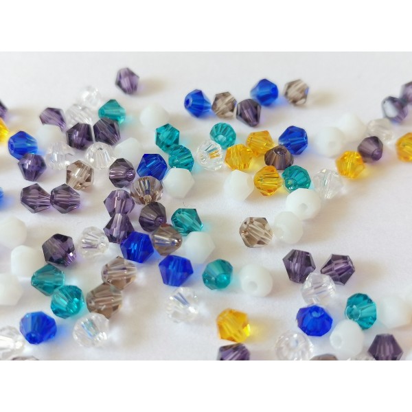 Perles en verre toupie 4 mm multicolore x 50 - Photo n°3