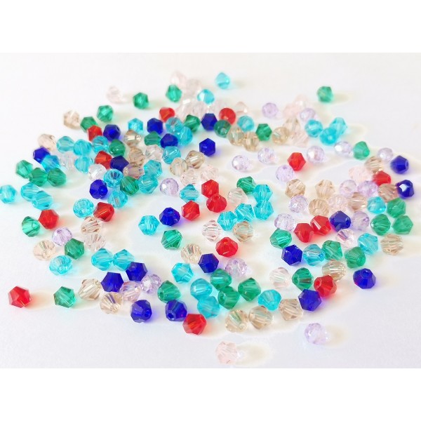 Perles en verre toupie 4 mm multicolore x 50 - Photo n°2
