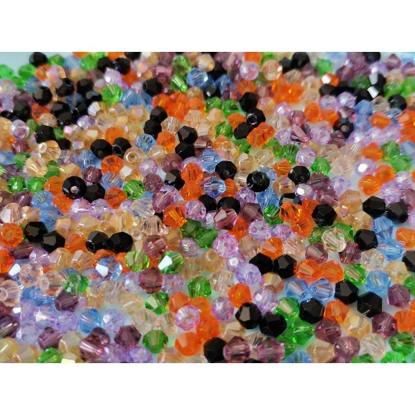 Perles en verre toupie 4 mm multicolore x 50 - Photo n°1