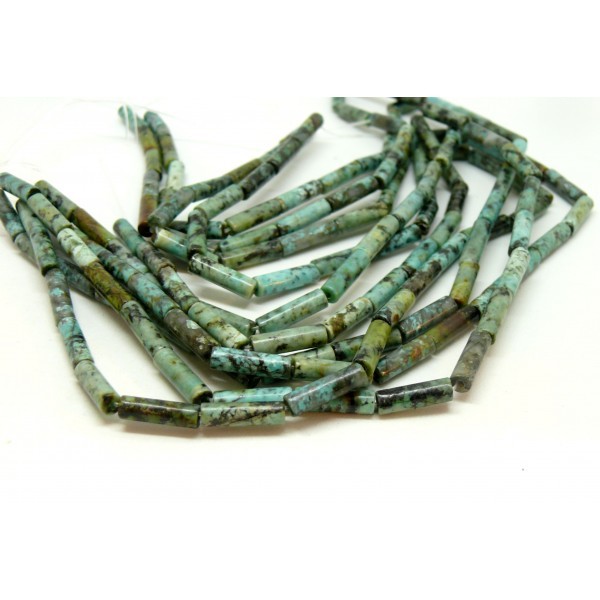 HF24729 Lot de 10 perles Turquoise Africaine Tube 14mm - Photo n°1