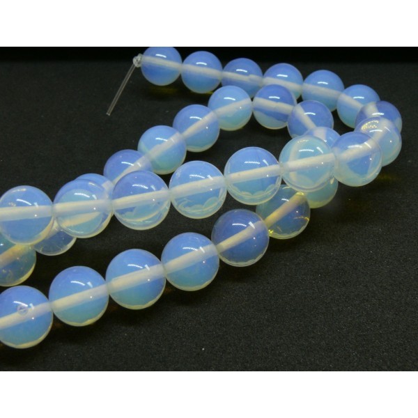 Lot de 10 perles style Opaline rondes 12mm - Photo n°1
