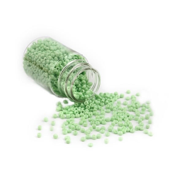 S11706487 PAX 1 Flacon d'environ 2000 Perles de rocaille en verre Vert Pastel 2mm 30gr. - Photo n°1