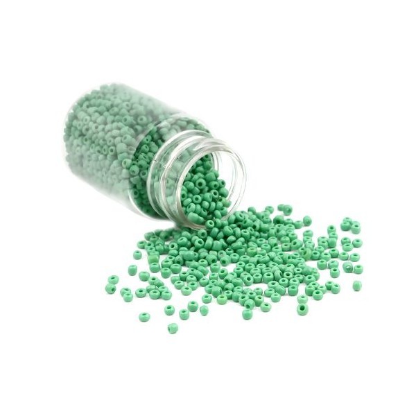S11706479 PAX 1 Flacon d'environ 2000 Perles de rocaille en verre Vert 2mm 30gr. - Photo n°1