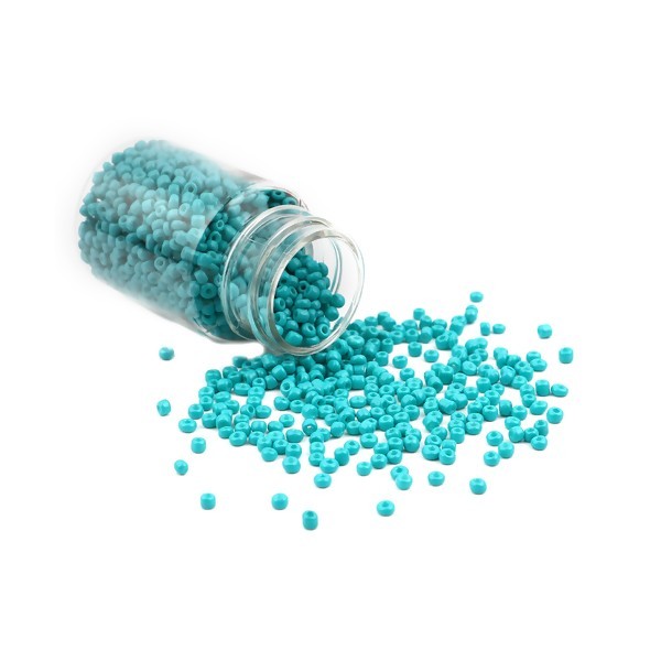 S11706483 PAX 1 Flacon d'environ 2000 Perles de rocaille en verre Bleu Turquoise 2mm 30gr. - Photo n°1
