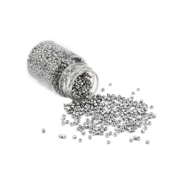 S11706503 PAX 1 Flacon d'environ 2000 Perles de rocaille en verre Argent 2mm 30gr. - Photo n°1