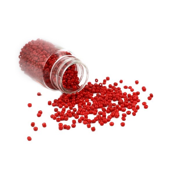 S11706489 PAX 1 Flacon d'environ 2000 Perles de rocaille en verre Rouge 2mm 30gr. - Photo n°1