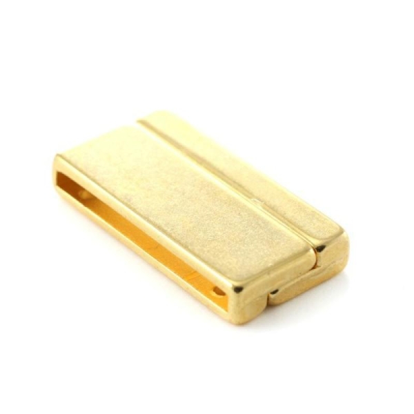 Fermoir magnétique (attache aimantée)  34x17mm trou 31.5x2.5mm en métal doré (or jaune) - Photo n°1