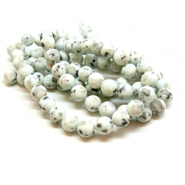 H11Q462 1 fil d'environ 63 perles 6mm Jaspe Kiwi effet GIVRE coloris 17 - Photo n°1