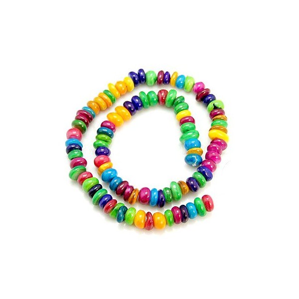 H11D0048 1 fil de 96 perles nacre teintées différentes tailles coloris multicolores - Photo n°1