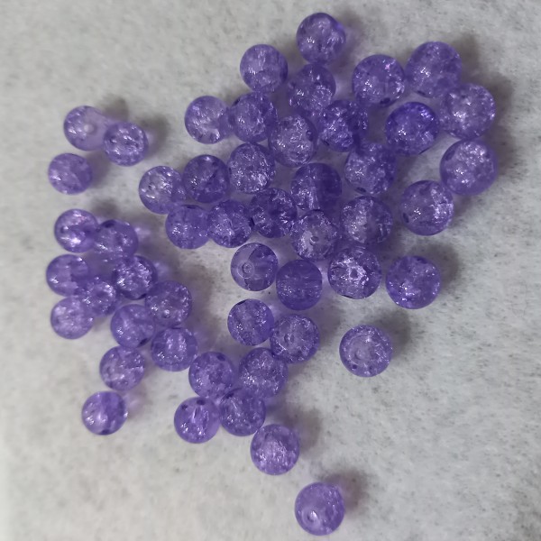 Cinquante, 50  perles violettes craquelées 0.8 cm - Photo n°1