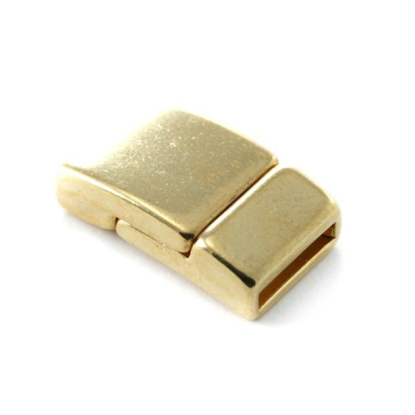 Fermoir magnétique (attache aimantée) 21x12 mm pour cuir trou 10 mm en métal doré (or) - Photo n°1