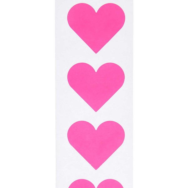 Stickers - Coeur - Rose Fluo - 5 cm - 120 pcs - Stickers mariage - Creavea