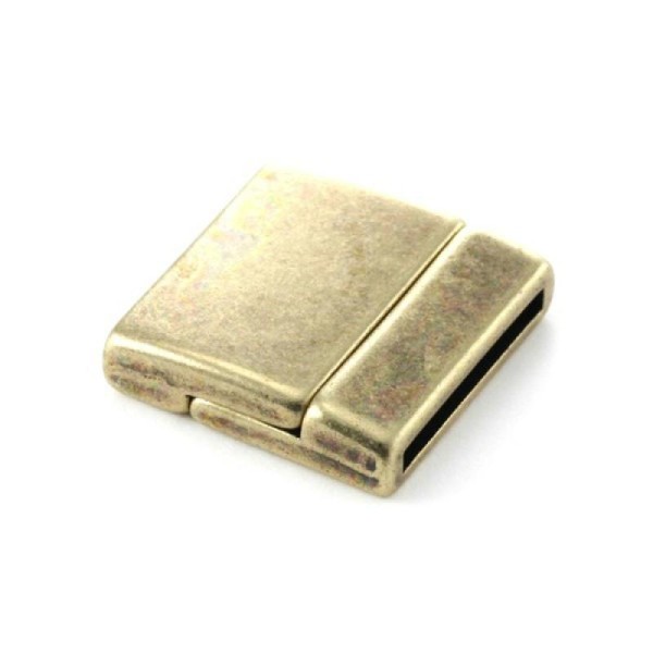 Fermoir magnétique (attache aimantée) 25x6 mm pour cuir trou 20 mm en métal doré - Photo n°1