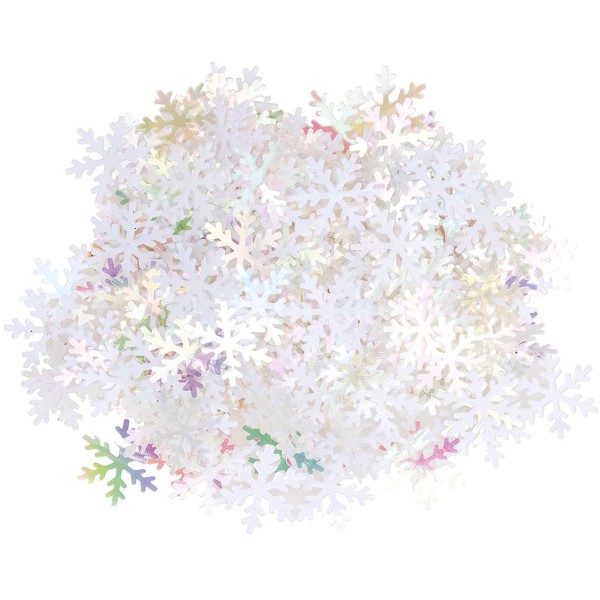 Confettis décoratives - Flocon de Neige - Blanc irisé - 1,4 x 1,6 cm - 200 pcs - Photo n°1