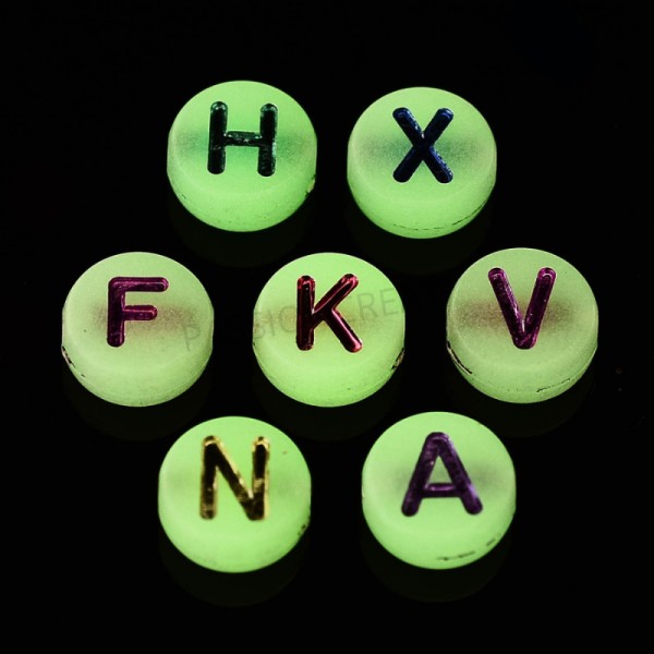 Fluorescent Multicolore 10mm 50 Perles Rondes Lettres Alphabet - Photo n°2