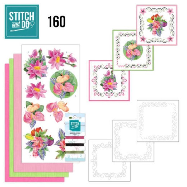 Stitch and do 160 - kit Carte 3D broderie - Fleurs exotiques - Photo n°1