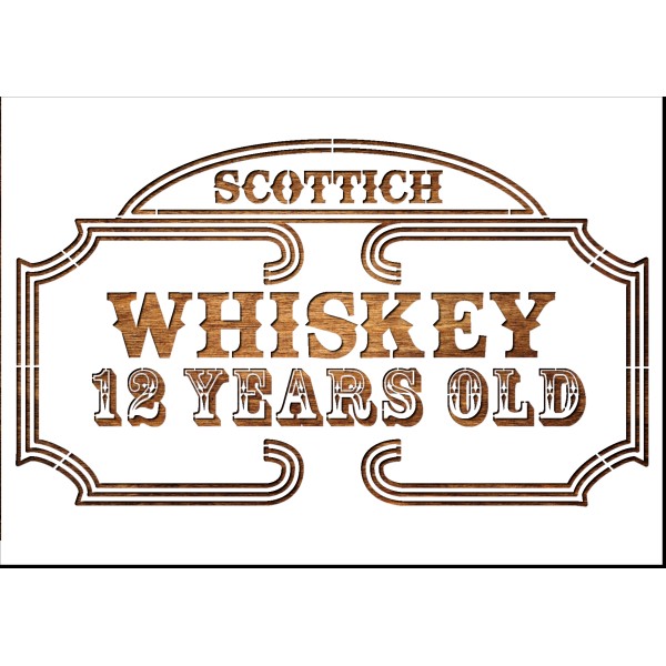 Pochoir A4 en plastique mylar Whisky écossais 12 ans d'age - Photo n°1
