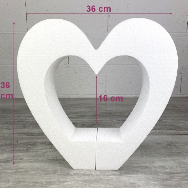 Grand support en polystyrène double Coeur, 36 x 36 cm, intérieur creux, 2 parties - Photo n°3