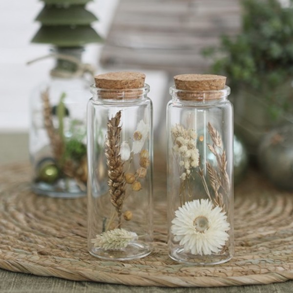 Pot en verre décoratif Fleurs séchées - Blanc, Doré & Naturel - 12,5 x 4,5 cm - 1 pce - Photo n°4