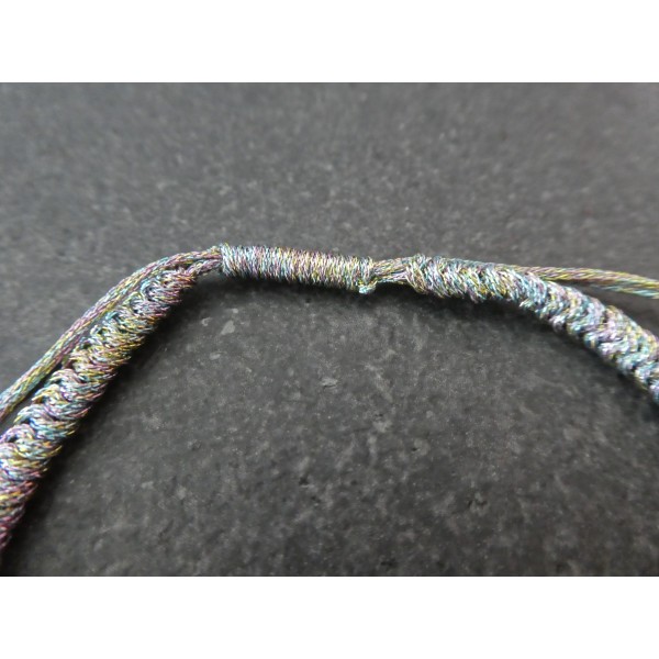 Bracelet à décorer en cordon tressé, réglable, Vert et lurex multicolore - Photo n°3
