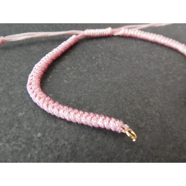 Bracelet à décorer en cordon tressé, réglable, couleur Rose - Photo n°2