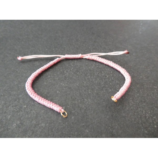 Bracelet à décorer en cordon tressé, réglable, couleur Rose - Photo n°1