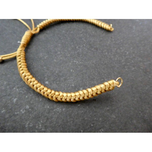 Bracelet à décorer en cordon tressé, réglable, couleur Camel - Photo n°2