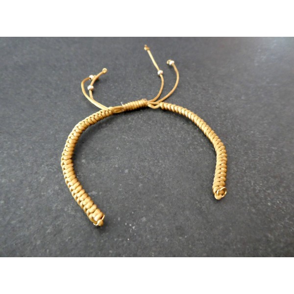 Bracelet à décorer en cordon tressé, réglable, couleur Camel - Photo n°1