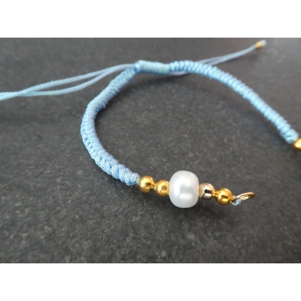 Bracelet à décorer en cordon tressé, réglable, couleur Bleu - Photo n°2