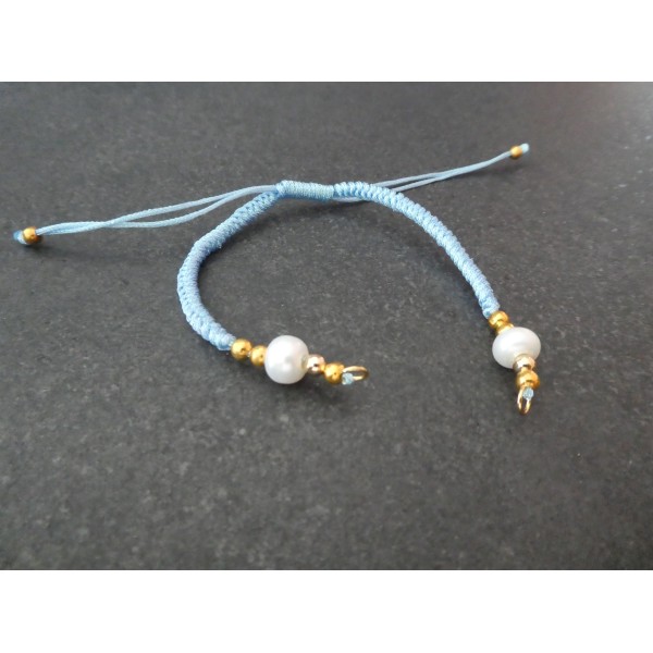 Bracelet à décorer en cordon tressé, réglable, couleur Bleu - Photo n°1