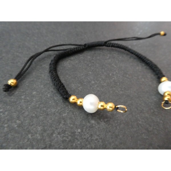 Bracelet à décorer en cordon tressé, réglable, couleur Noir - Photo n°2