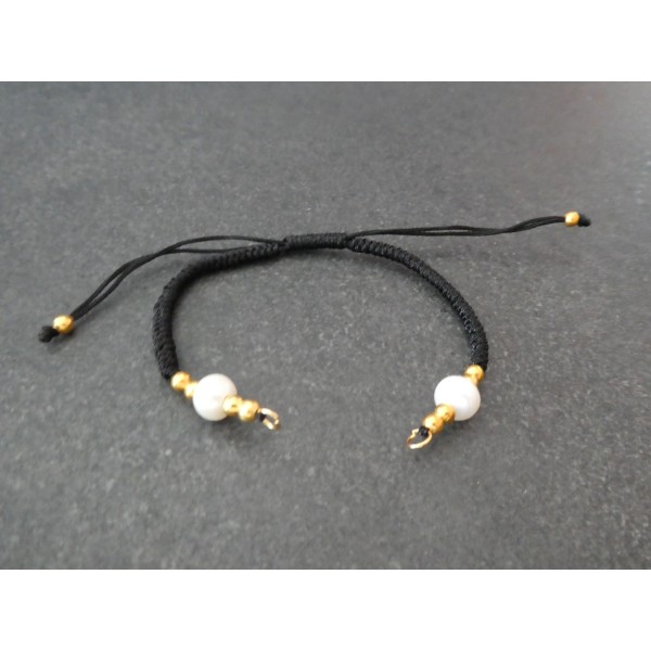 Bracelet à décorer en cordon tressé, réglable, couleur Noir - Photo n°1
