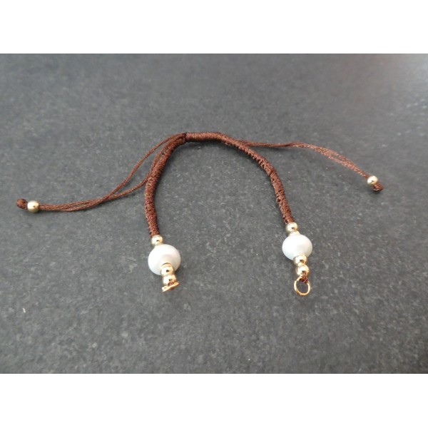 Bracelet à décorer en cordon tressé, réglable, couleur Marron chocolat - Photo n°1