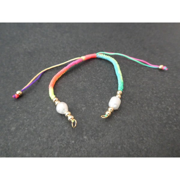 Bracelet à décorer en cordon tressé, réglable, Multicolore fluo - Photo n°1
